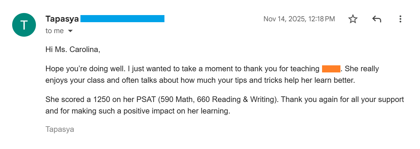 Dawn emailed us to tell us about how confident her student feels about the upcoming final exam. 